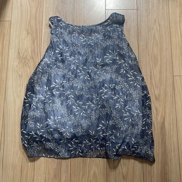 Red Coral Blue Gray Patterned Tank Blouse TBD Q - Picture 2 of 2